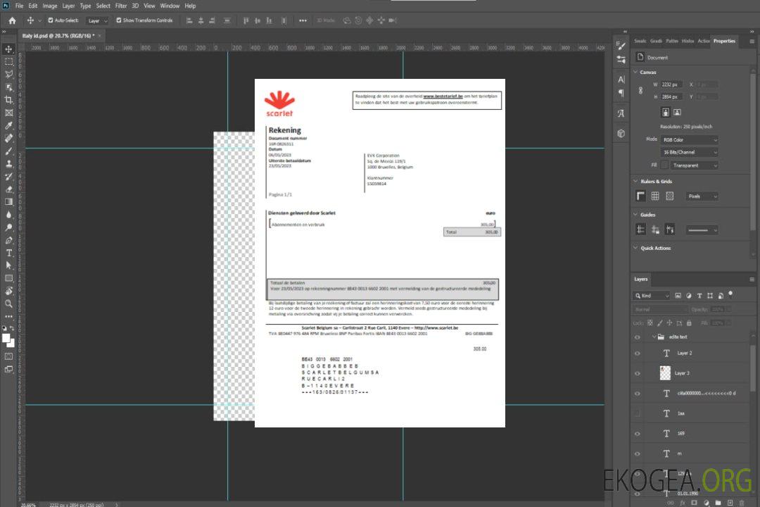 Facture commerciale des services publics de télécommunications Scarlet, SCR template Facture commerciale des services publics de télécommunications Scarlet, SCR template
